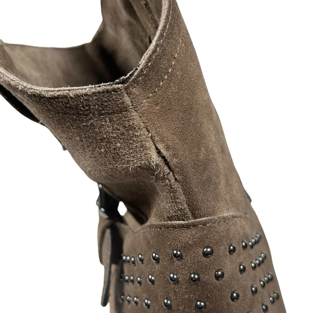 Emanuele Crasto‎ Suede Studded Western Cowgirl Boho Point Toe Ankle Booties 7.5
